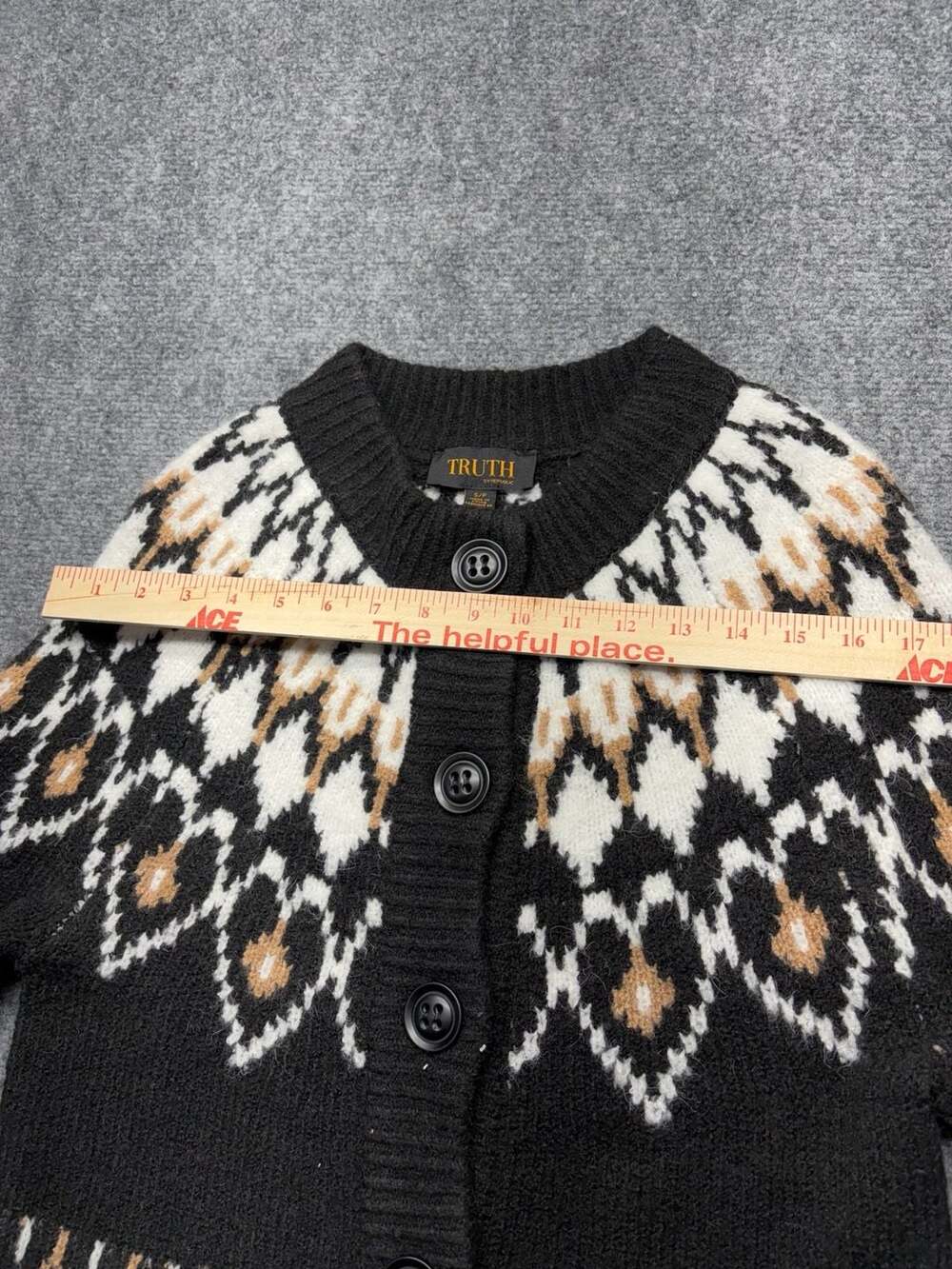 Truth by Republic Fair Isle Button Front Cardigan Sweater Size Small petite - Picture 8 of 13